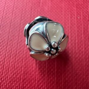 Retired Pandora Sterling Bead Charm 925 Pink Cherry Blossom Clip 791041EN40